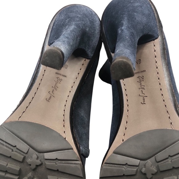 Elizabeth and James Blue Suede Lace Up Boots with Stiletto Heel and Navajo Print - Picture 7 of 10